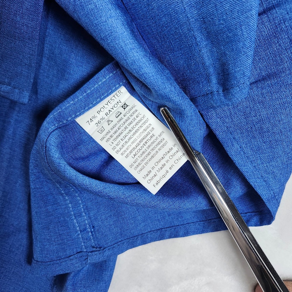 COOFANDY Button Down Shirt Men 2XL Blue New Short Sleeve Textured Hidden Placket - Picture 7 of 11